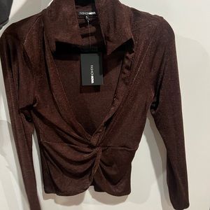 Brown low cut shirt. Never worn. No returns